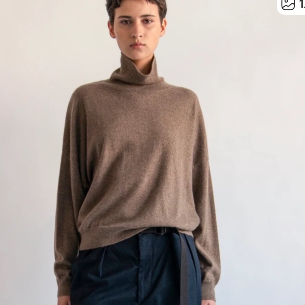 Demylee Beige Cashmere Turtleneck Sweater